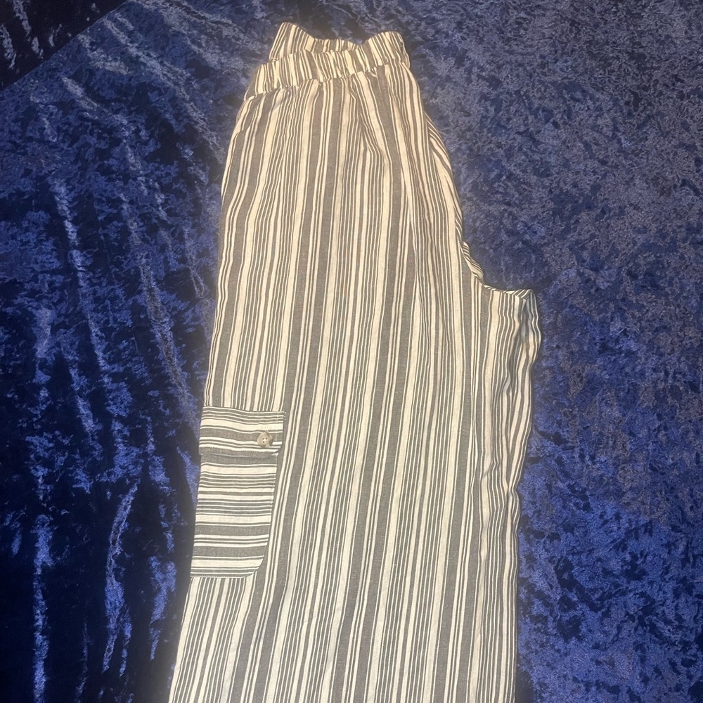 Blue and white striped lounge pants. Size medium